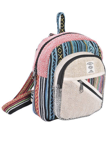 Mini Hemp Cotton Patchwork Daypack Backpack