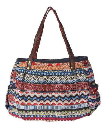 Tribal Print Tote Bag- Multi Colored