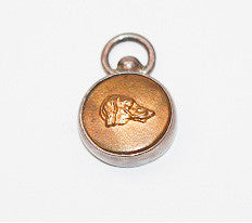 Silver and Brass Dog Button Charm