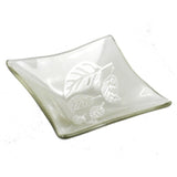 Etched Leaf Small Recycled Glass Dish