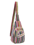 Hippie Boho Cotton Bohemian Crossbody Sling Bag Backpack- Green