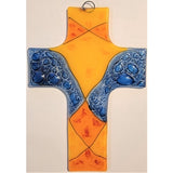 Large Handmade Stained Glass Style Recycled Glass Hanging Cross