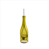 Glass Wine Bottle Hanging Lantern with Votive Candle Holder