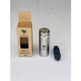 Vegan Biodegradable Environmentally Friendly Charcoal Dental Floss in a Stainless Steel Container