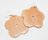 Flower Wood Earrings with Rhinestone