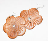 Flower Wood Earrings with Rhinestone
