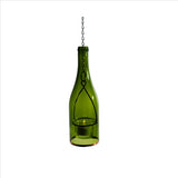 Glass Wine Bottle Hanging Lantern with Votive Candle Holder