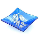 Etched Leaf Small Recycled Glass Dish