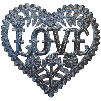 Handcrafted Recycled Oil Drum Wall Art - Love Heart